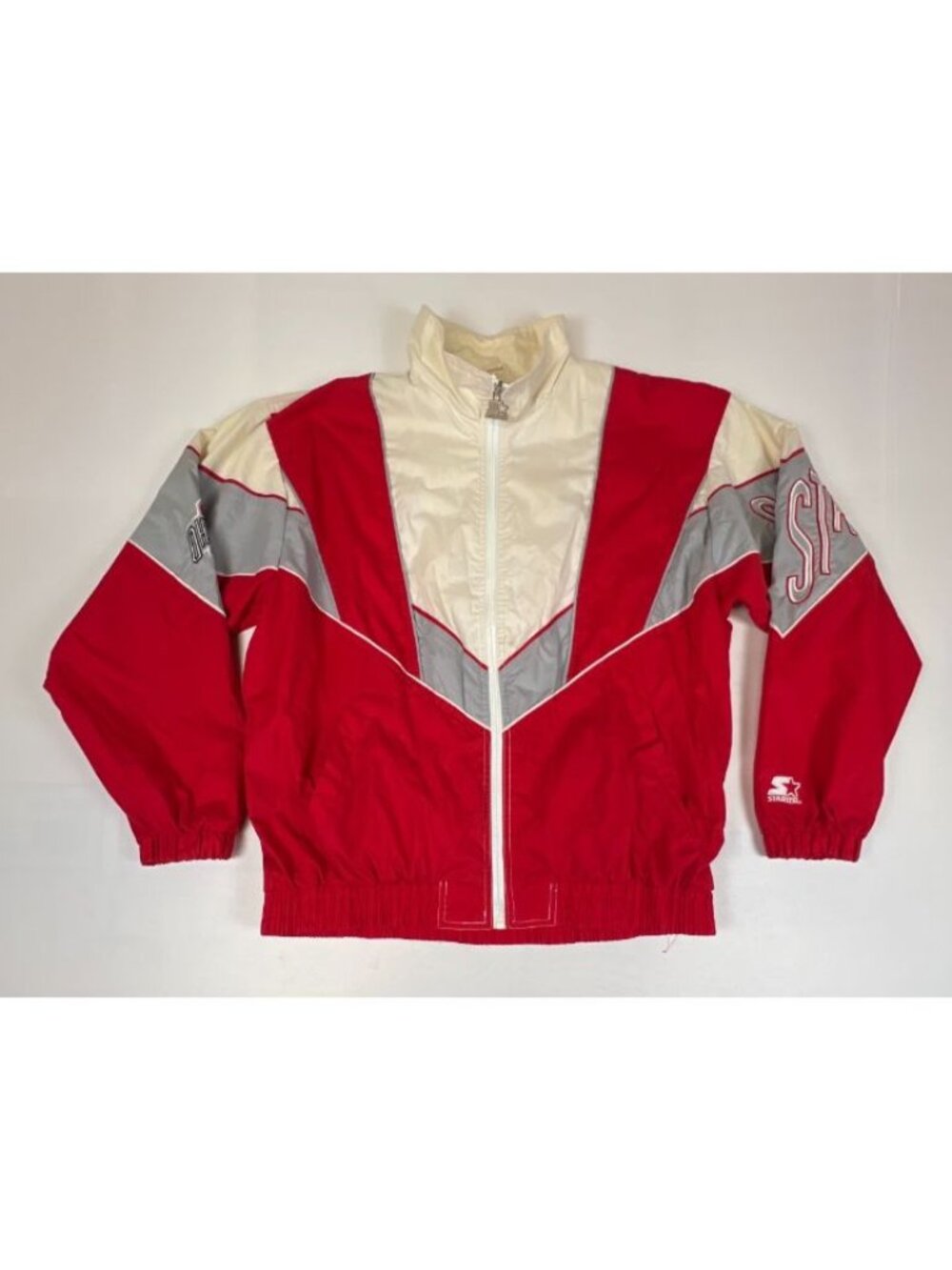 Vintage Starter Ohio State Buckeyes Jacket Mens M Red White Windbreaker Full Zip